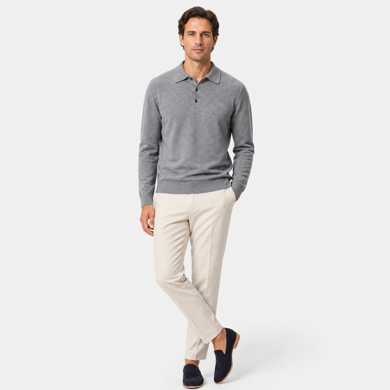 Men’s Merino Wool Polo Sweater
