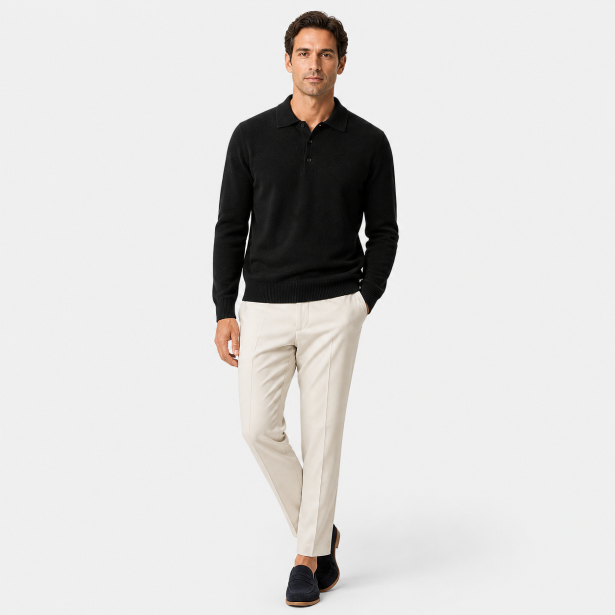 Men’s Merino Wool Polo Sweater