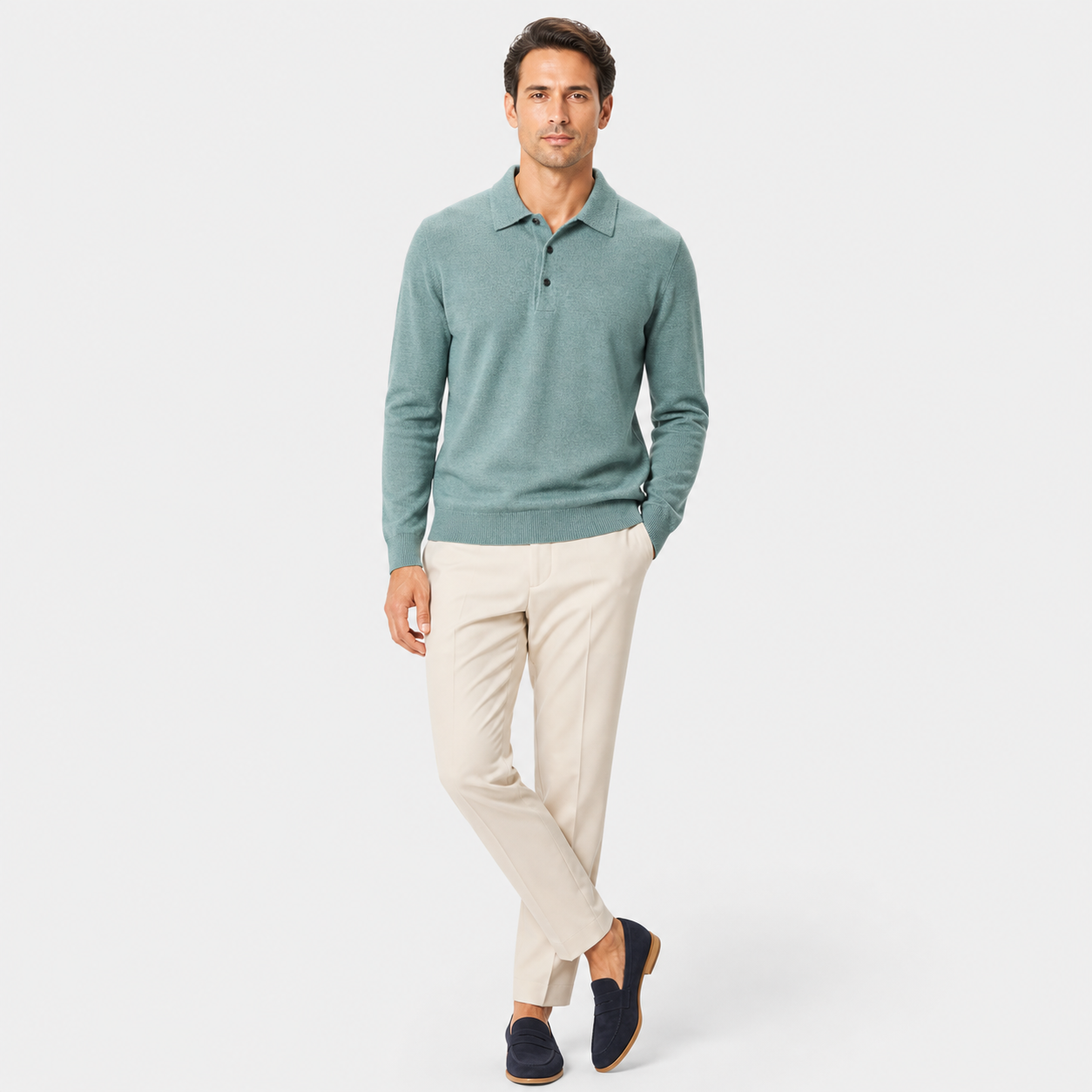 Men’s Merino Wool Polo Sweater