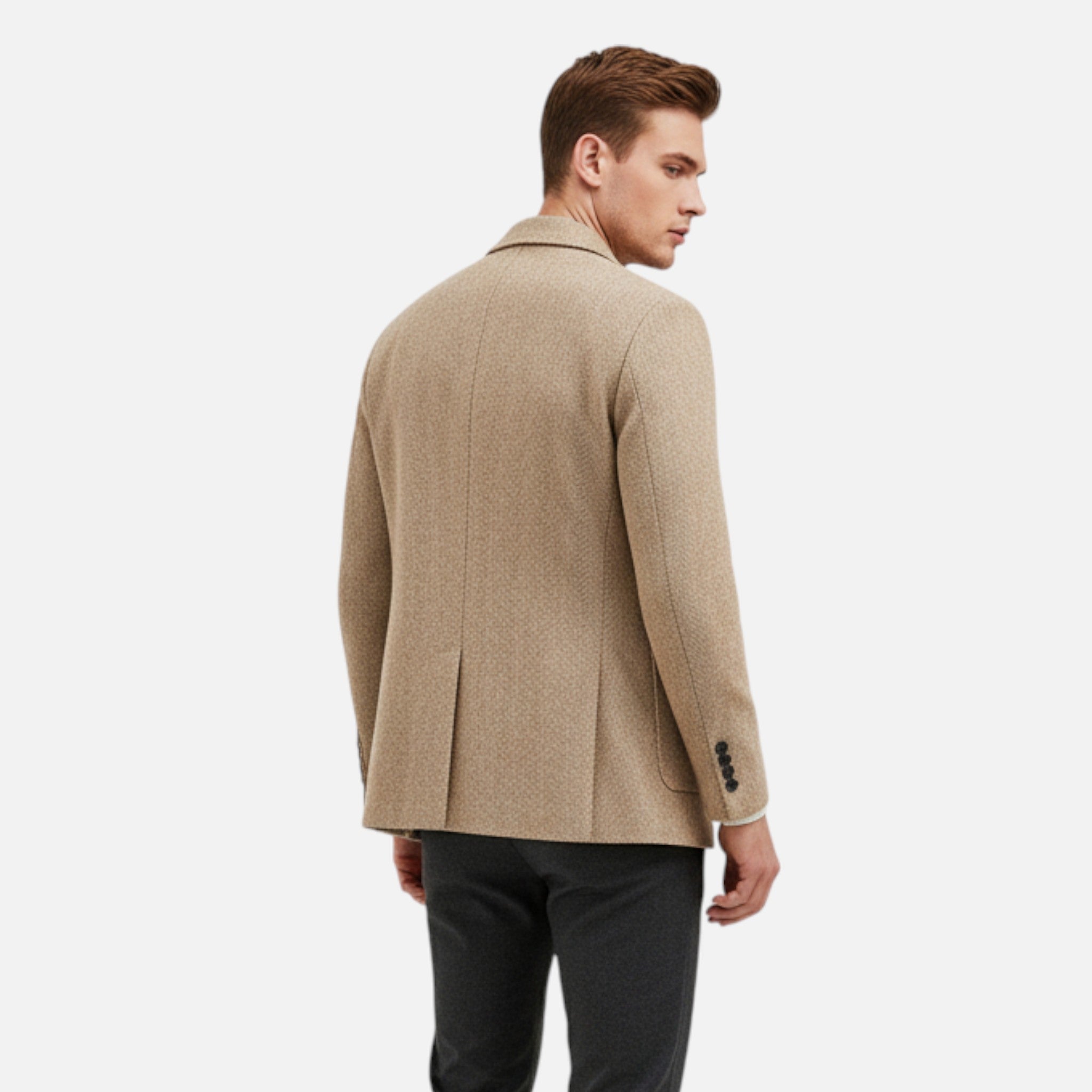 Men’s Wool Blend Jacket – Business Lapel Elegance