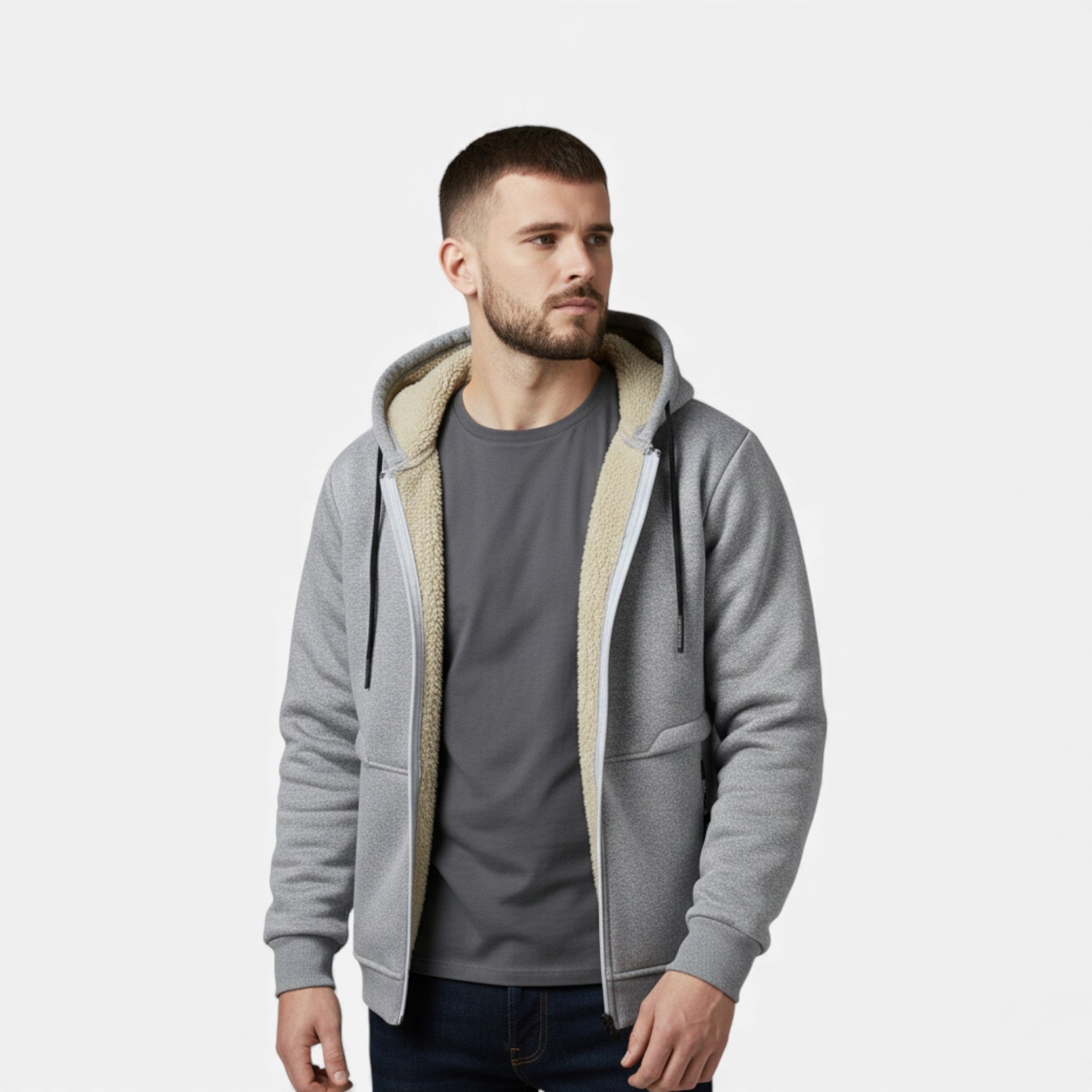 Men’s Fleece-Lined Winter Hoodie Jacket