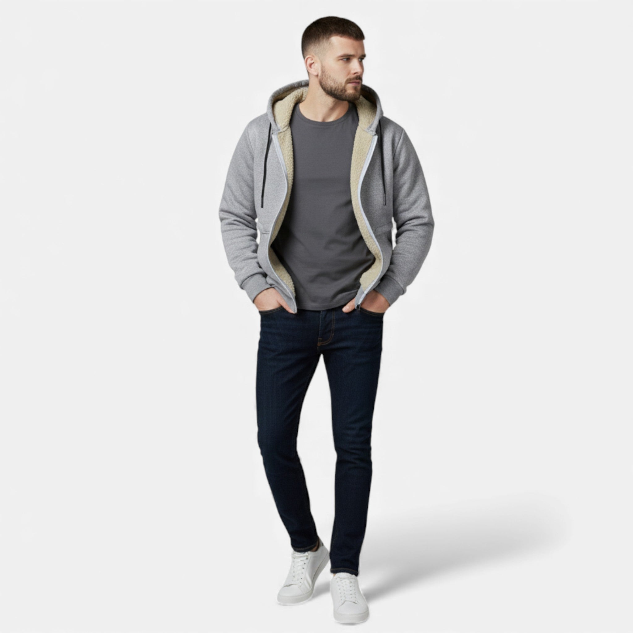 Men’s Fleece-Lined Winter Hoodie Jacket