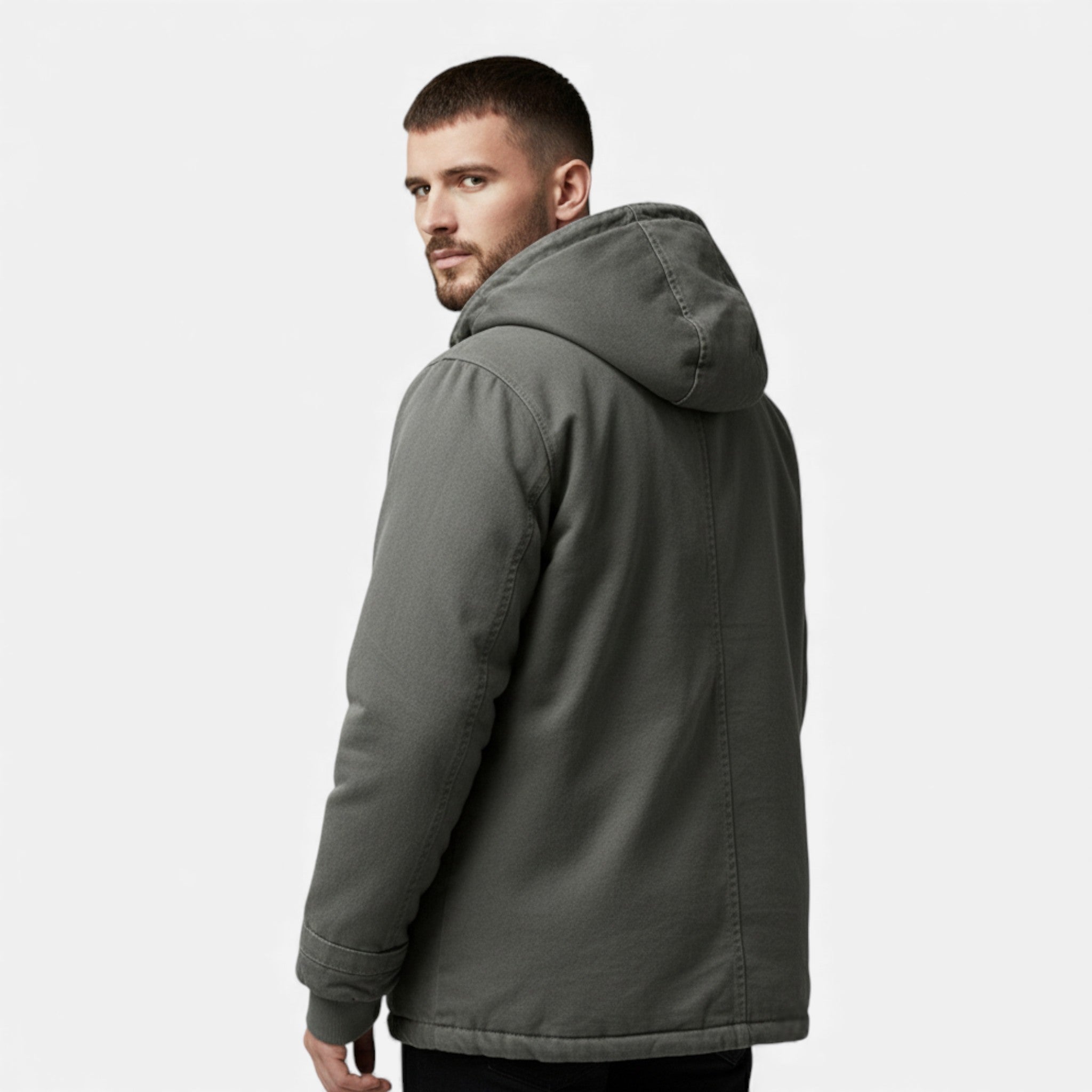 Men’s Lamb Fleece Hooded Winter Coat