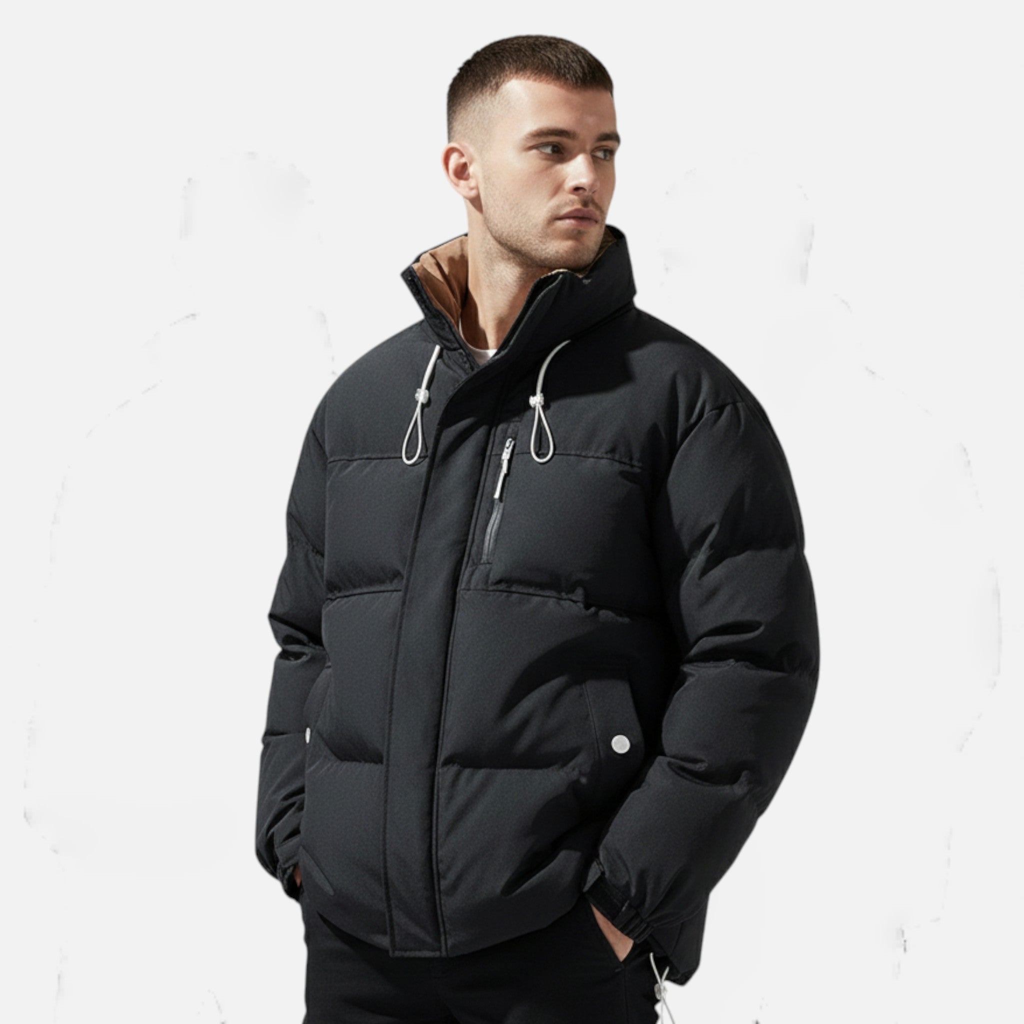 Men’s Oversized Windproof Jacket with Stand Collar