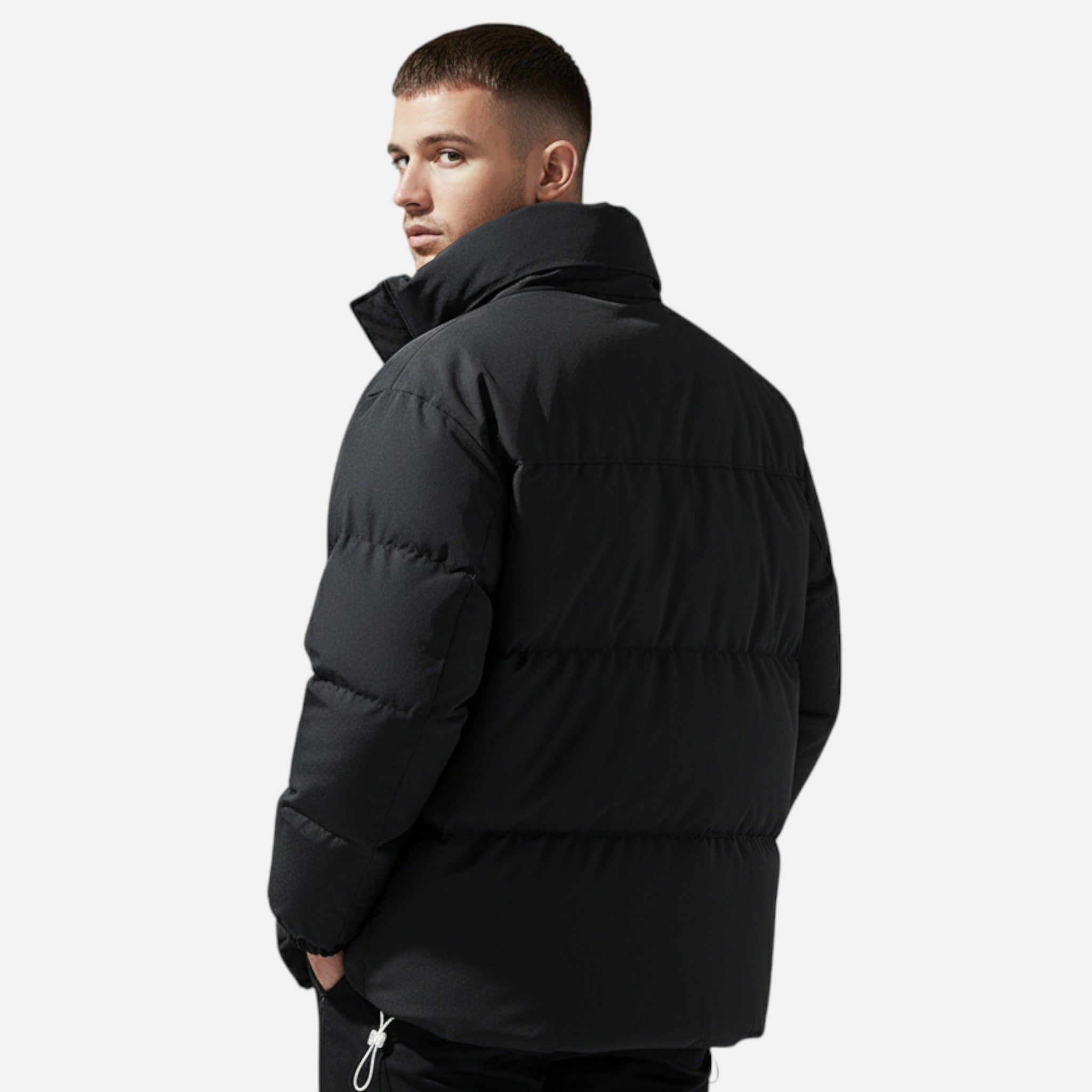 Men’s Oversized Windproof Jacket with Stand Collar
