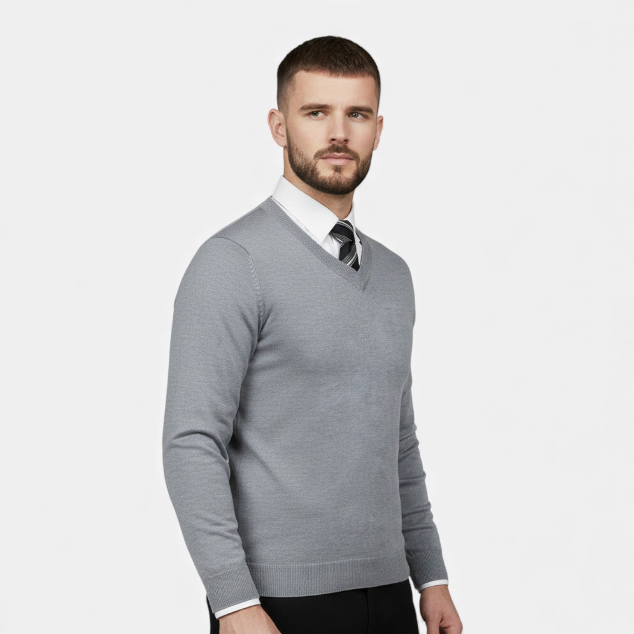 Men’s V-Neck Knit Sweater for Autumn/Winter