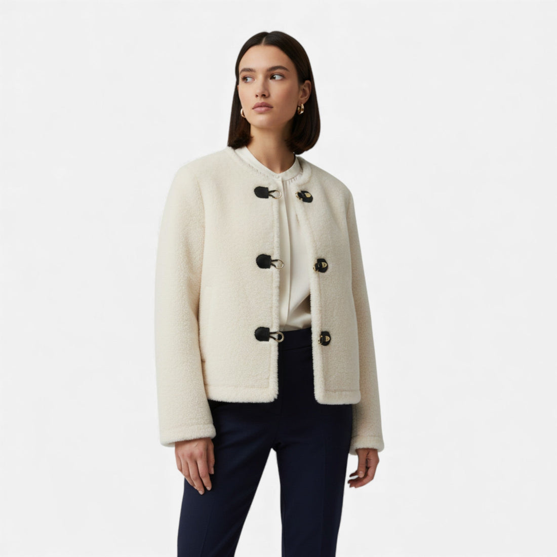 Women's Faux Fur Toggle Button Jacket