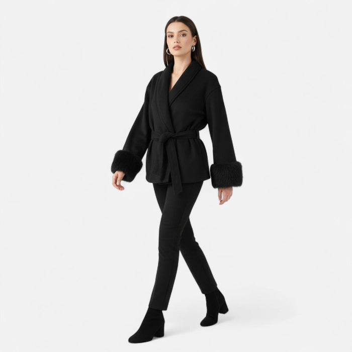 Women's Faux-Fur Lace-Up Coat