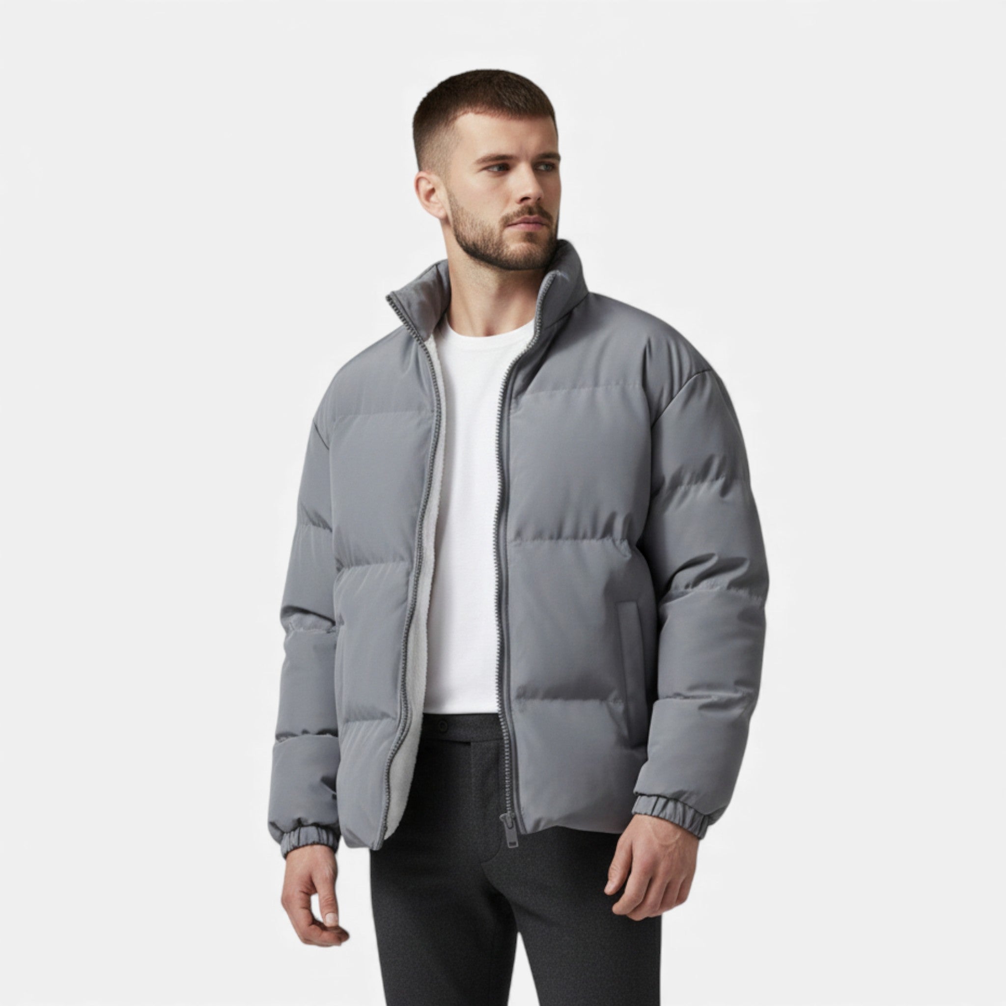 Men’s Lambswool Plush Puffer Jacket for Autumn/Winter