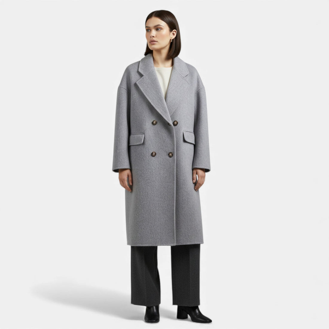 Women's Wool-Blend Double Pocket Winter Coat