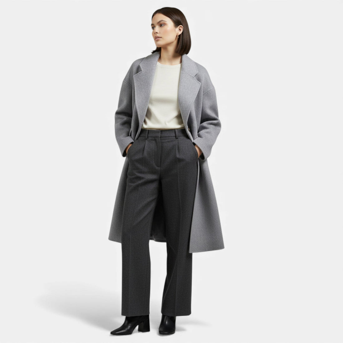 Women's Wool-Blend Double Pocket Winter Coat