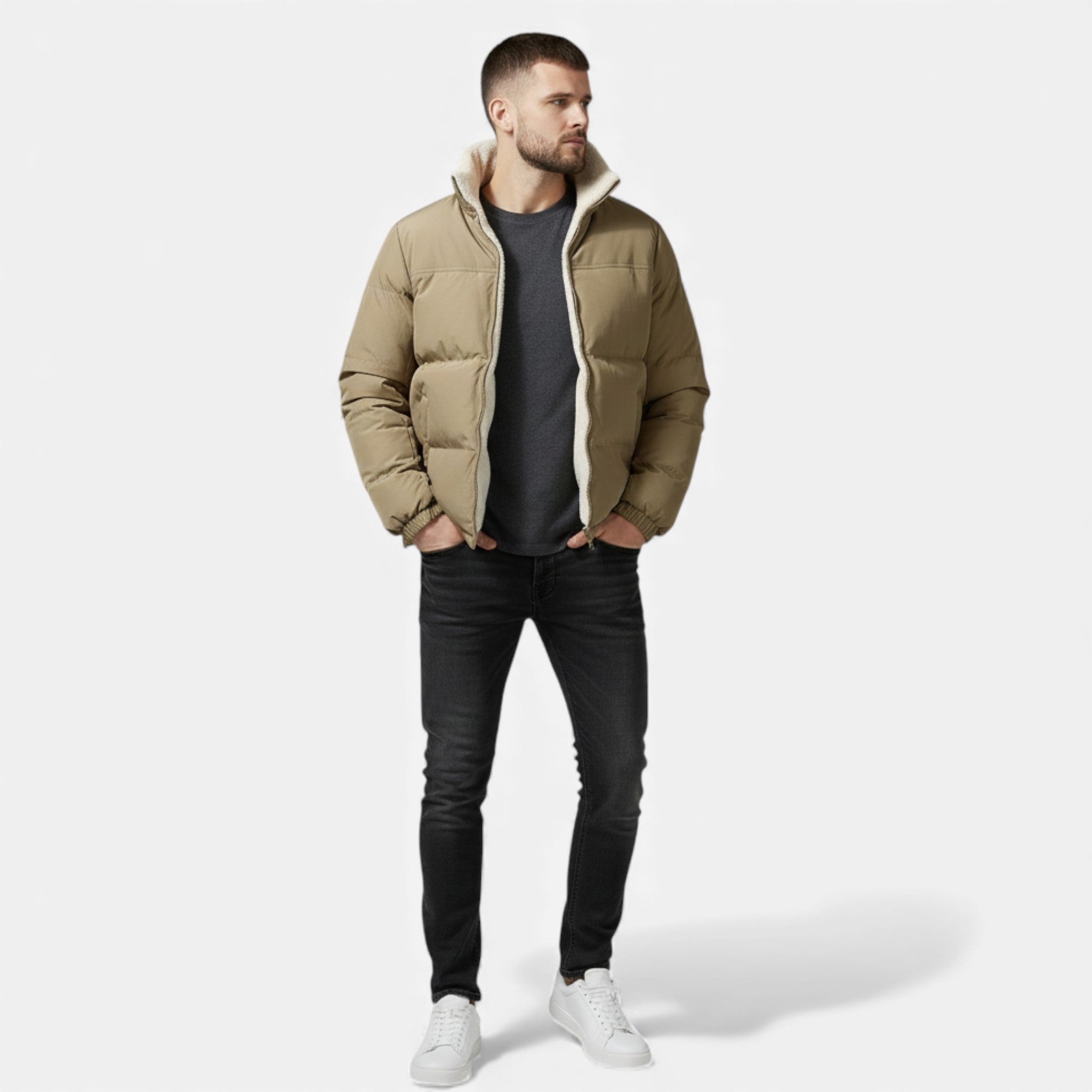 Men’s Plush-Lined Thick Winter Puffer Jacket