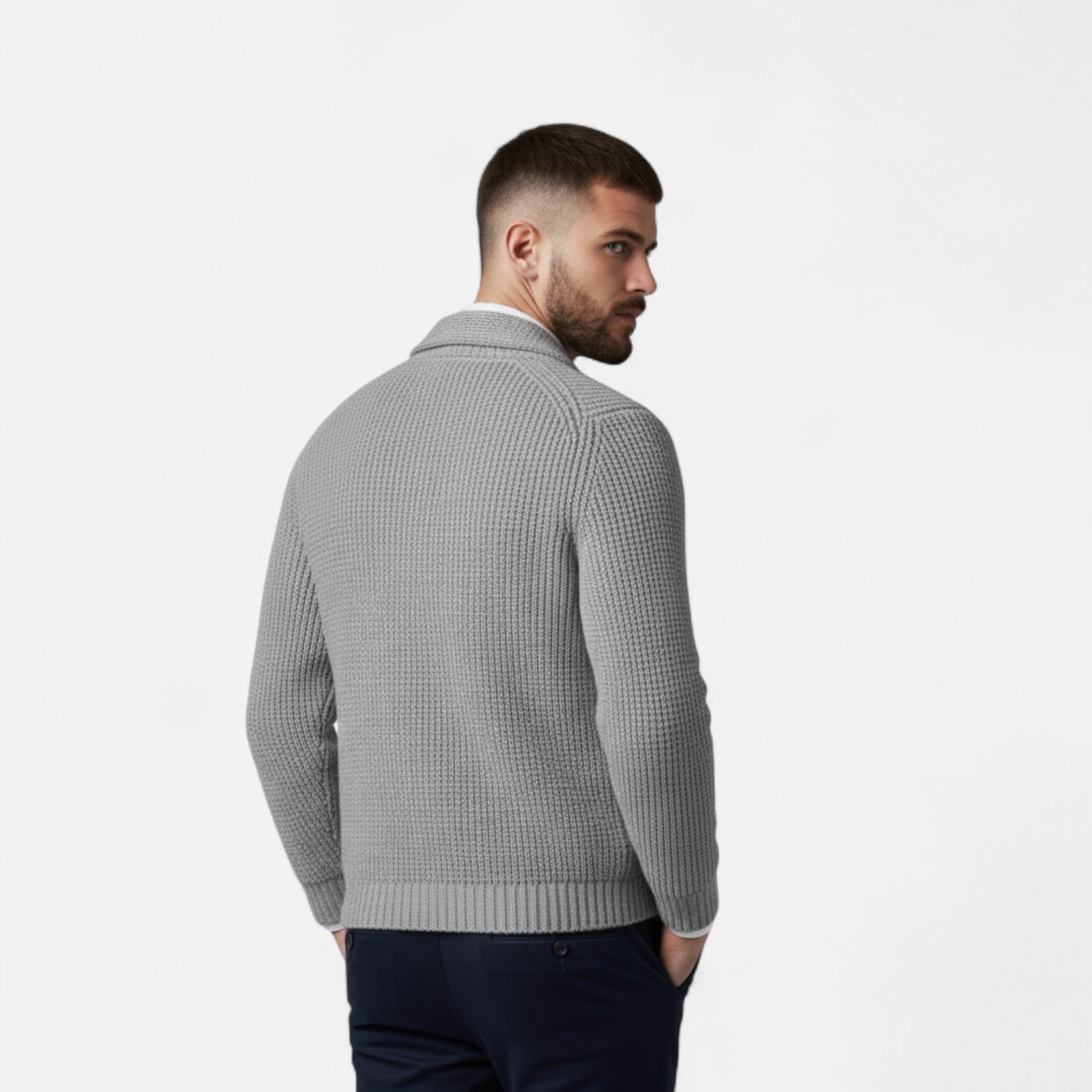 Men’s Button-Up Premium Wool Cardigan – Classic Slim Fit Style