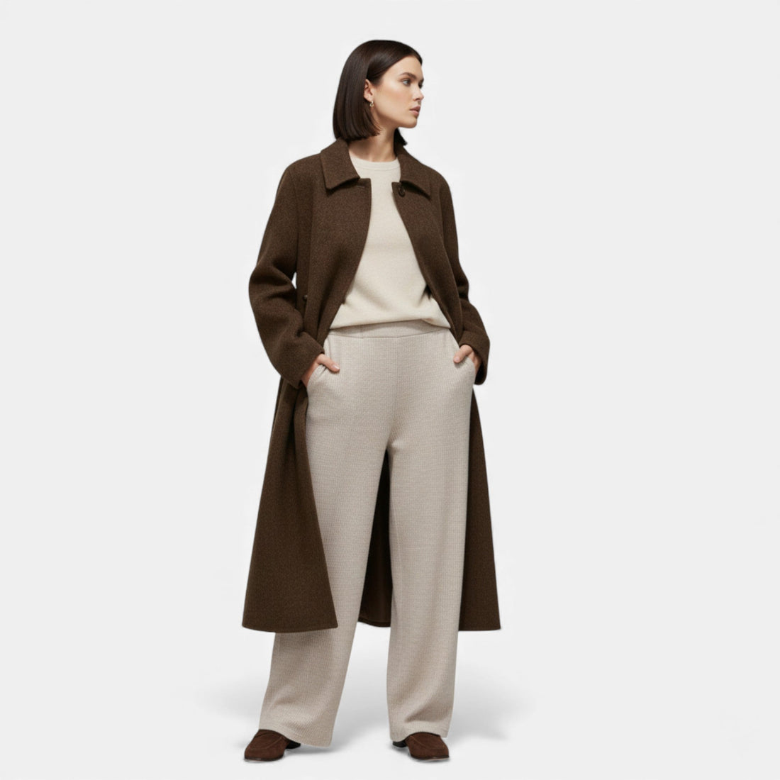 Women's Long Structured Wool Blend Coat