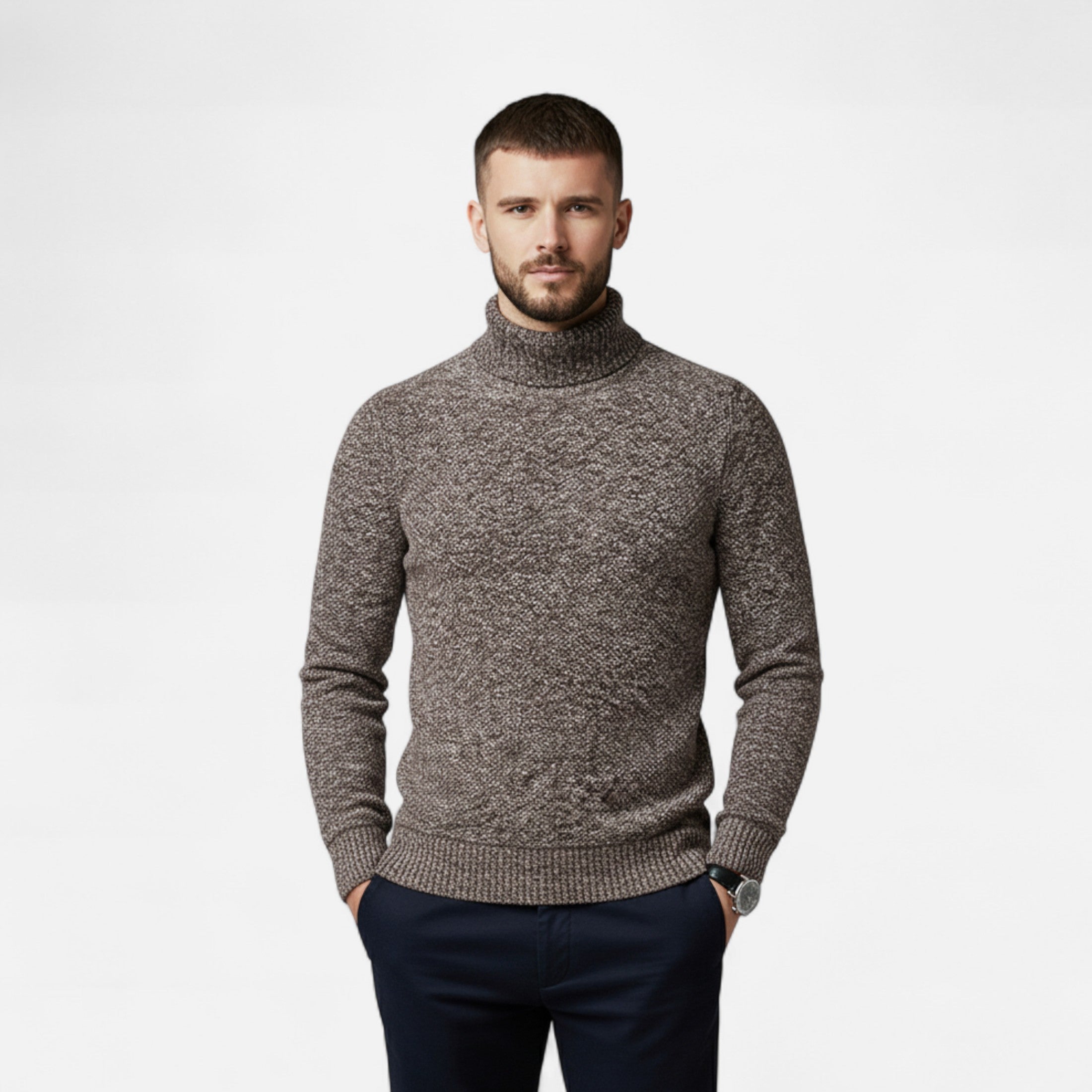 Men’s Knitted Turtleneck Sweater – Thick Winter Warmth