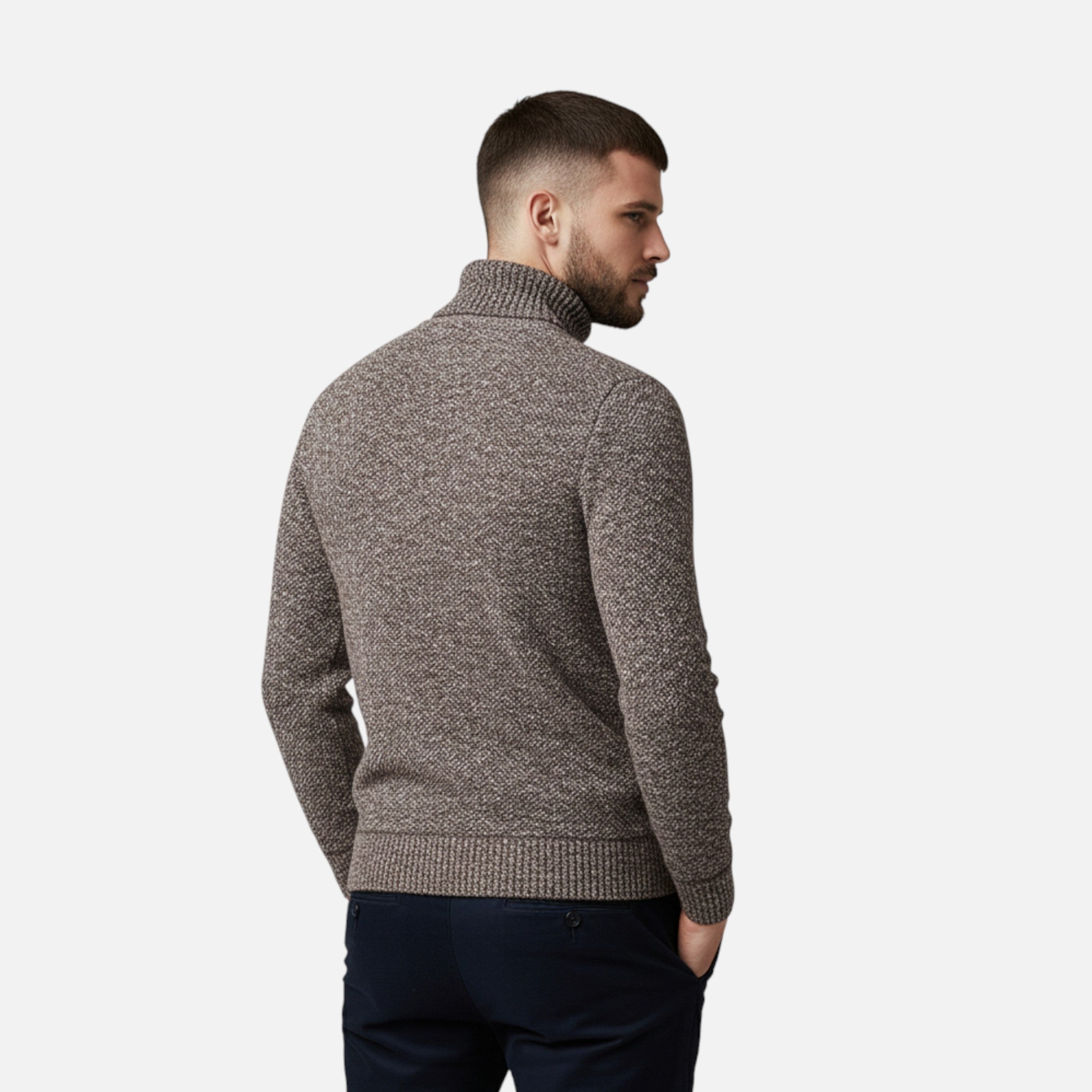 Men’s Knitted Turtleneck Sweater – Thick Winter Warmth