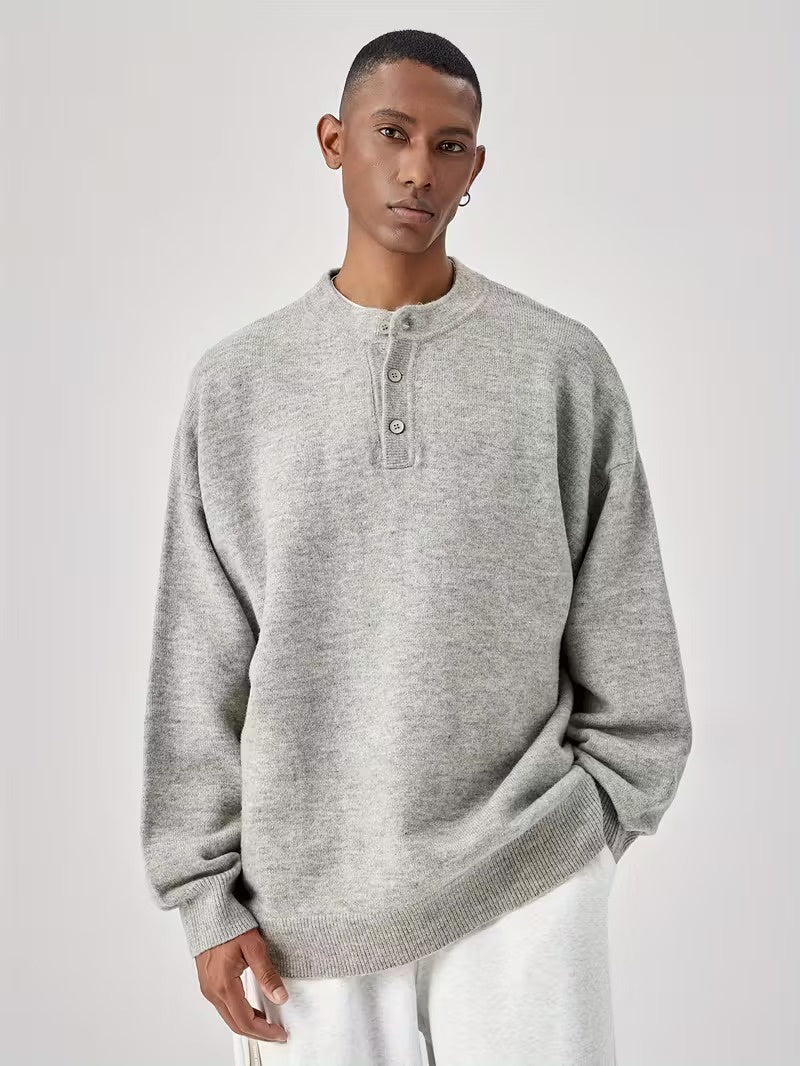 Men’s Sweater with Three-Button Placket