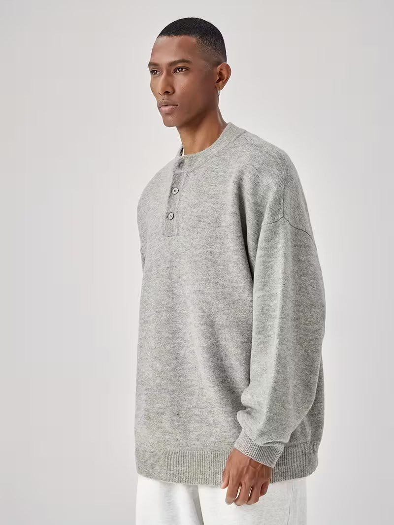 Men’s Sweater with Three-Button Placket