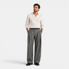 Men's Wide Leg Pleated Trousers – Relaxed Tailored Fit