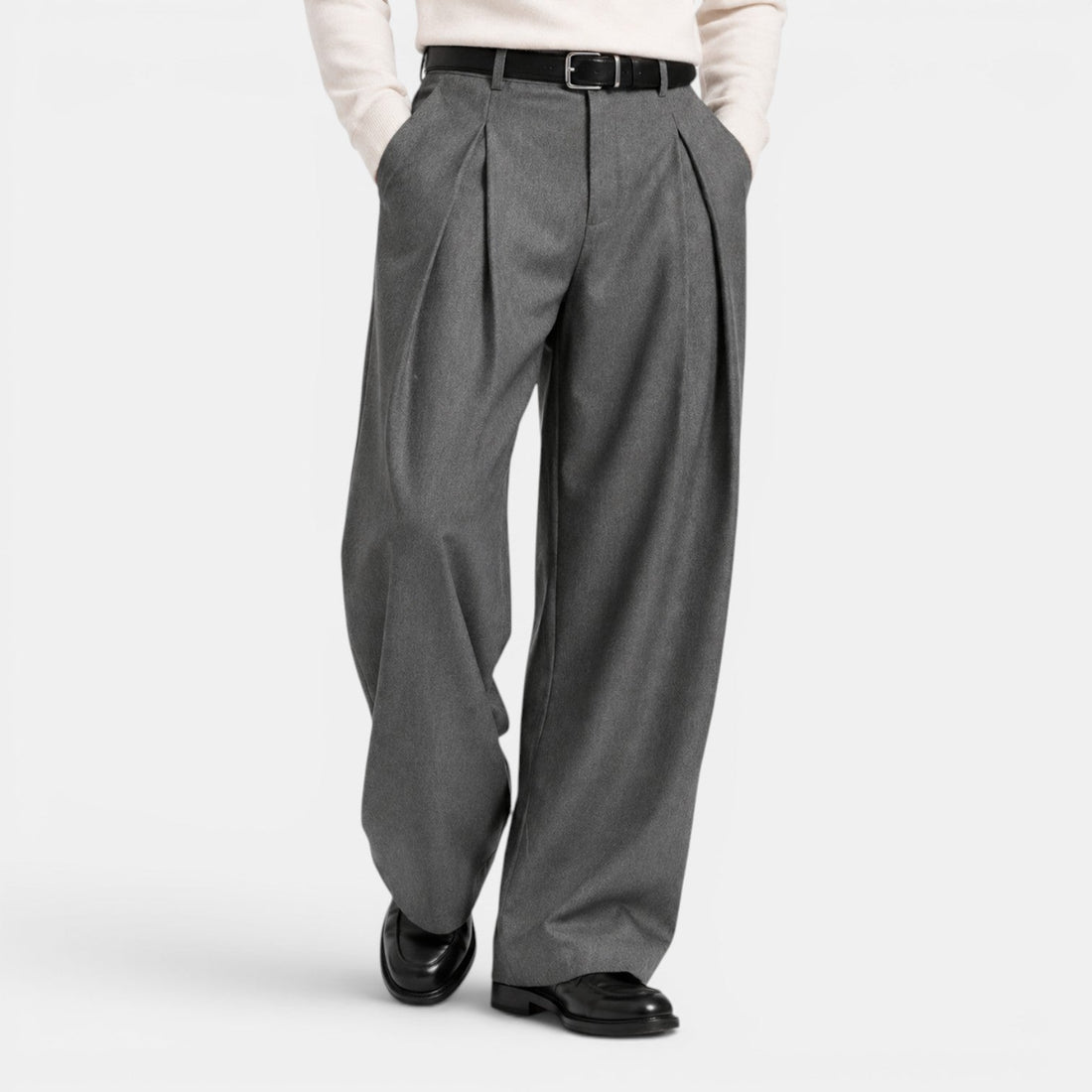 Men's Wide Leg Pleated Trousers – Relaxed Tailored Fit
