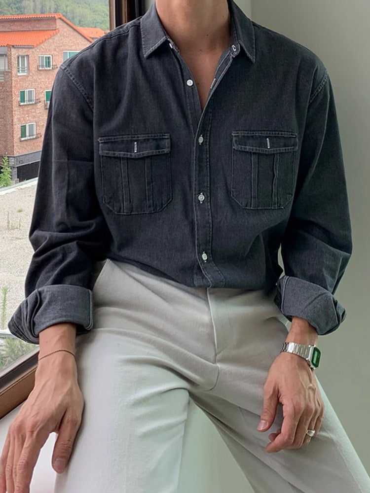 Men’s Denim Long-Sleeved Shirt
