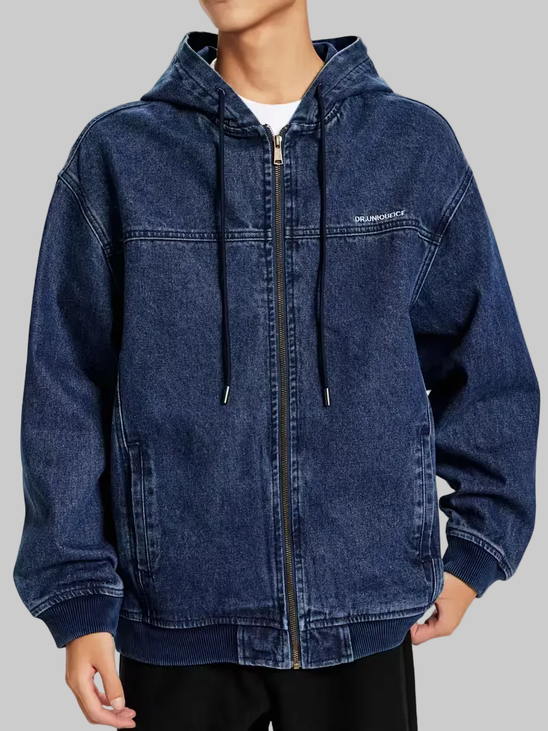 Men's Denim Zip-Up Hoodie Jacket