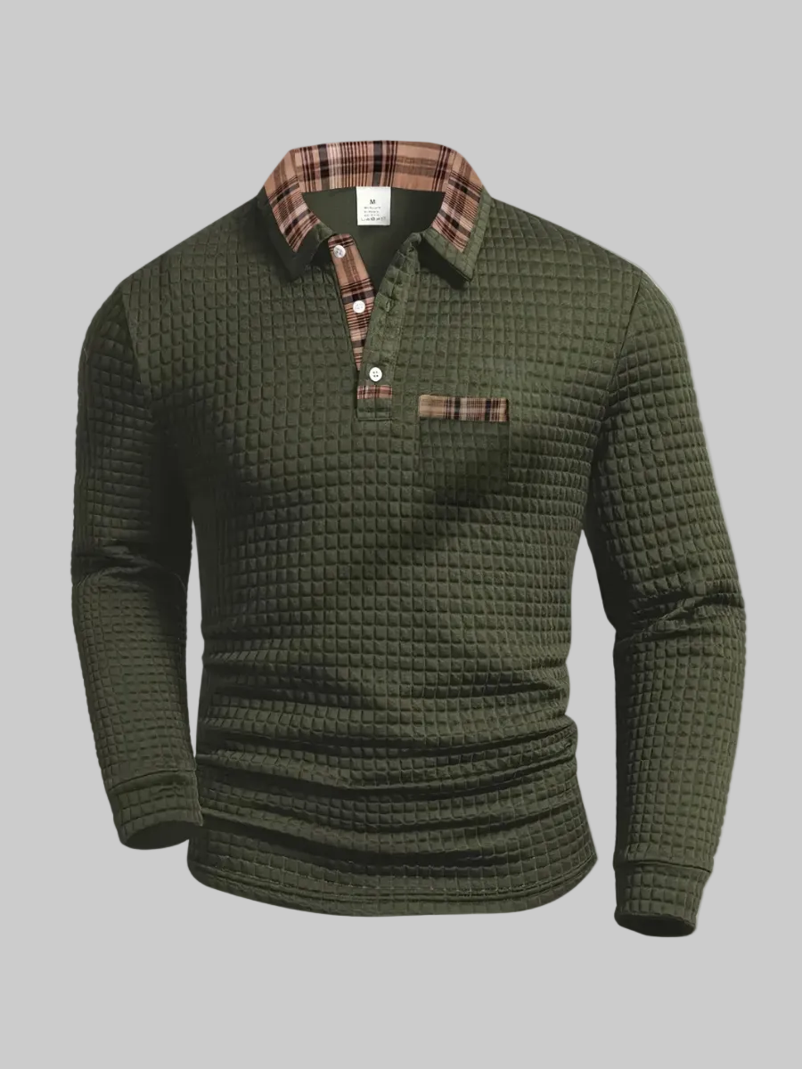 Men’s Long Sleeve Polo Shirt with Chest Pocket