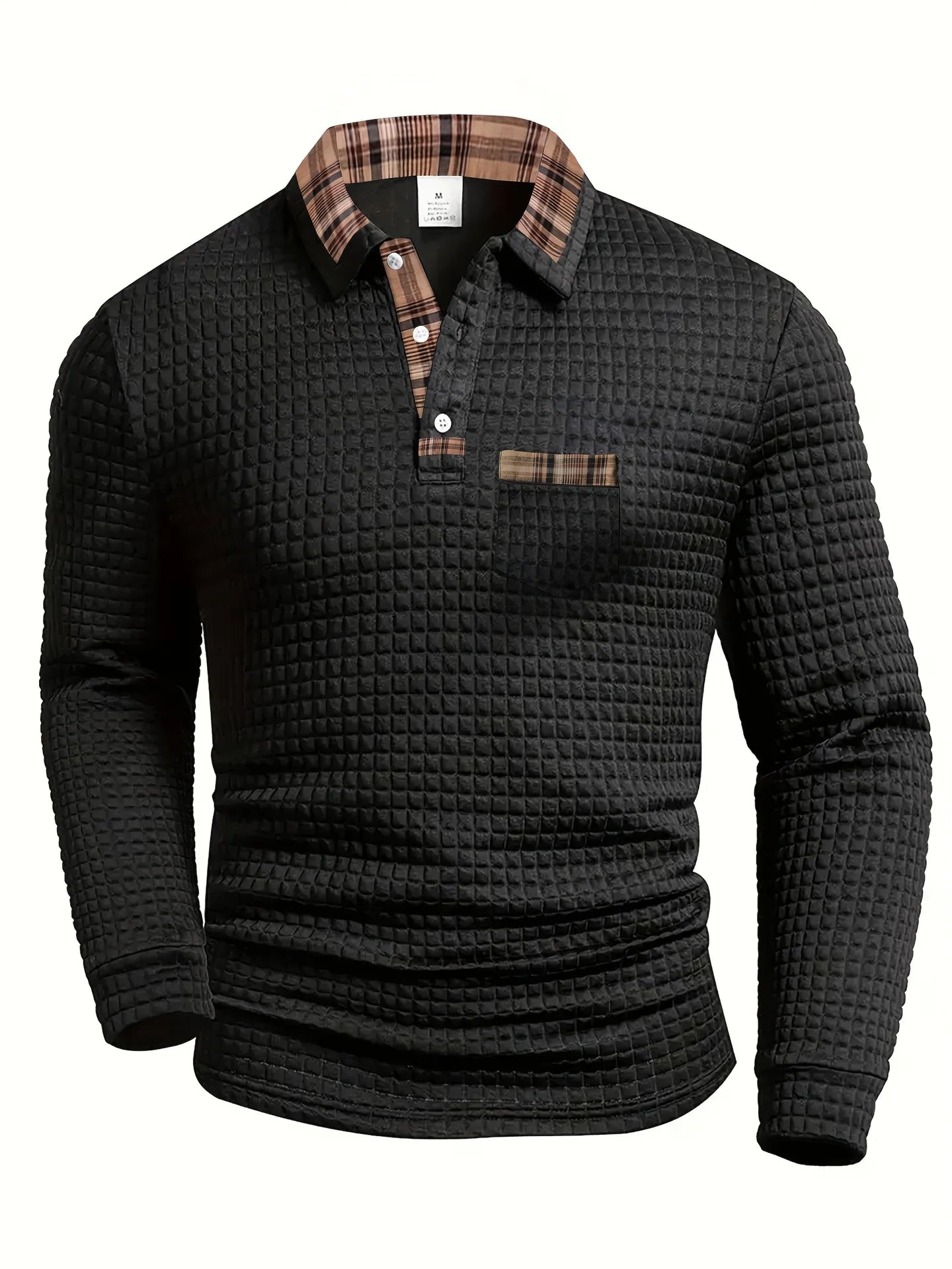 Men’s Long Sleeve Polo Shirt with Chest Pocket