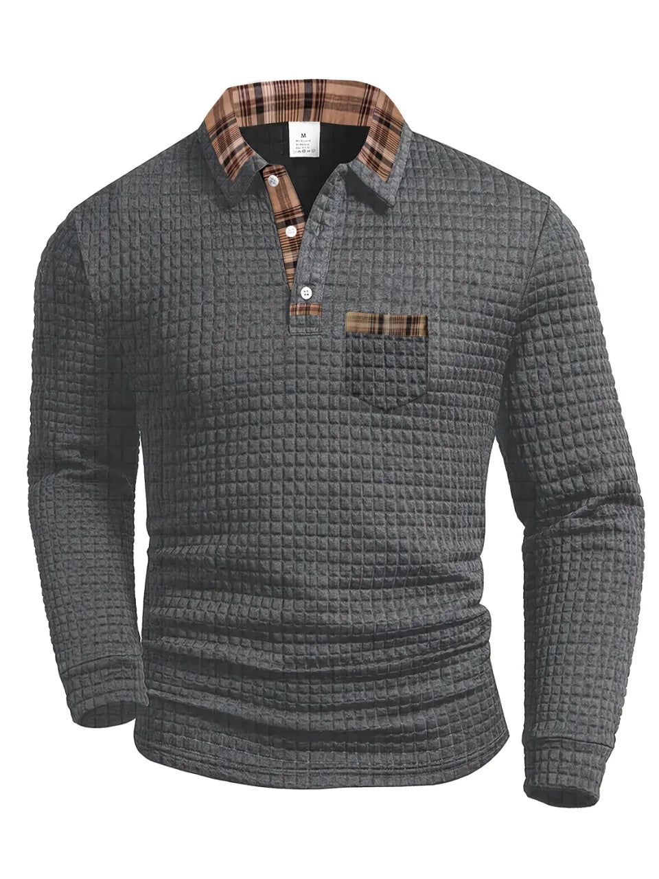 Men’s Long Sleeve Polo Shirt with Chest Pocket