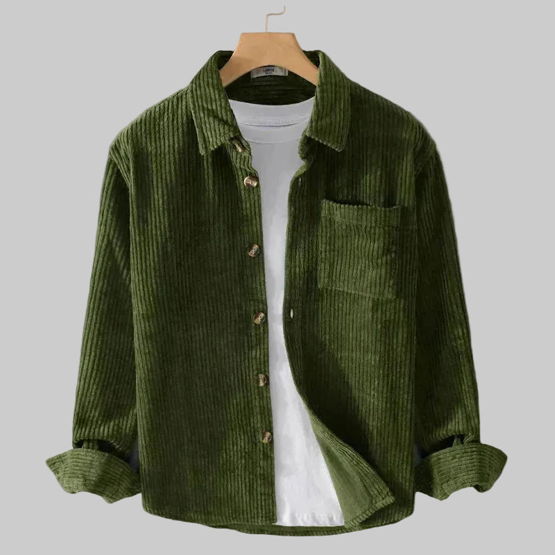 Men’s Long Sleeve Shirt with Ribbed Texture