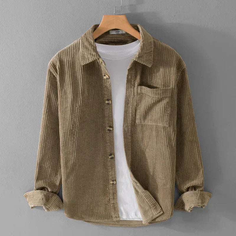 Men’s Long Sleeve Shirt with Ribbed Texture