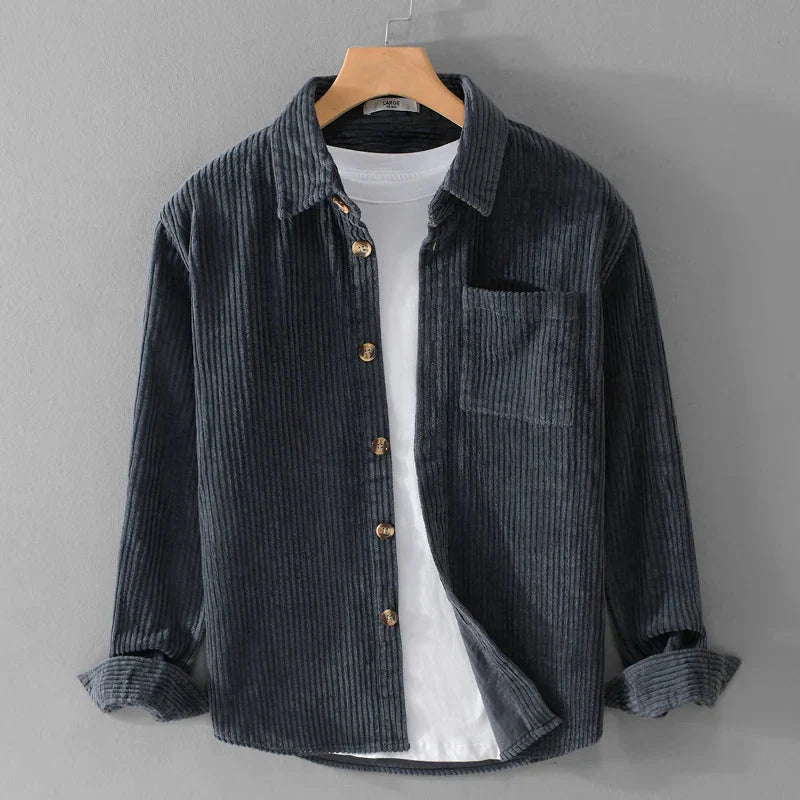 Men’s Long Sleeve Shirt with Ribbed Texture