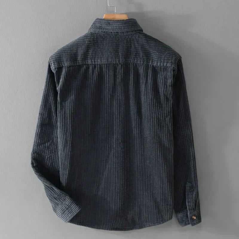 Men’s Long Sleeve Shirt with Ribbed Texture