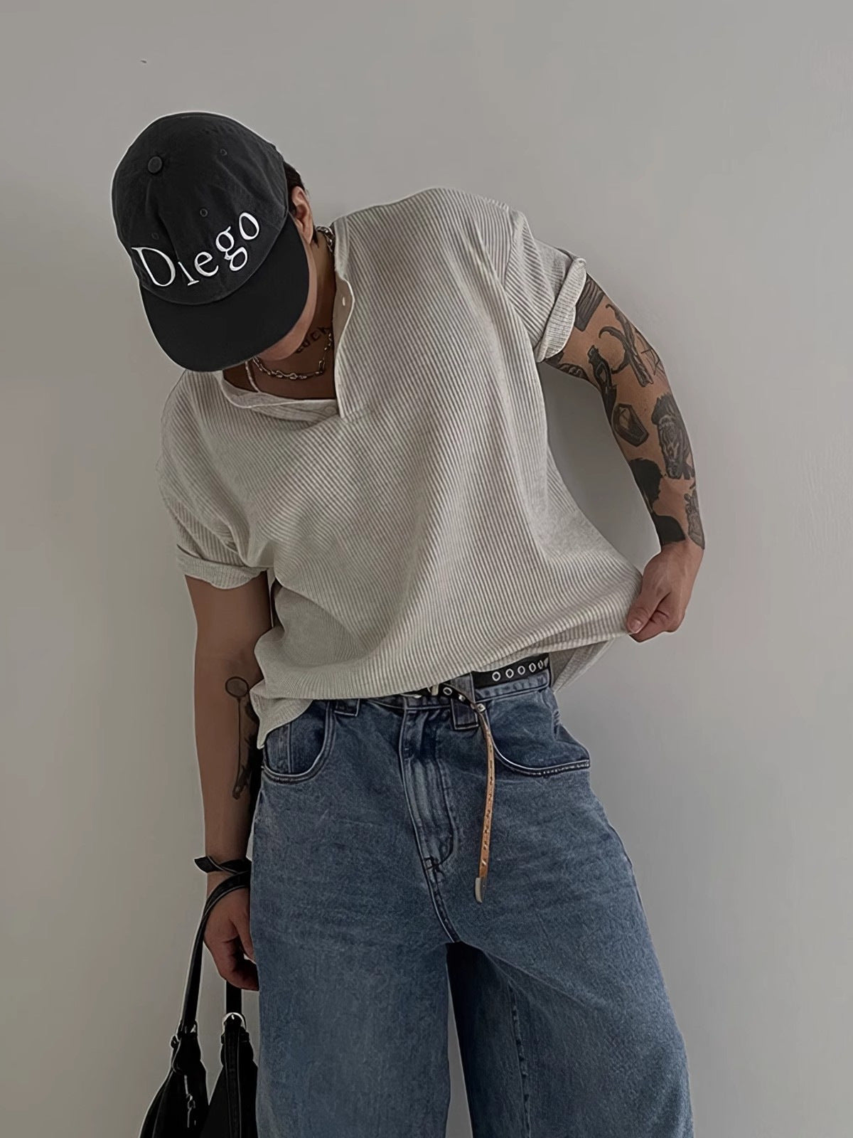Men’s Ribbed Henley T-Shirt