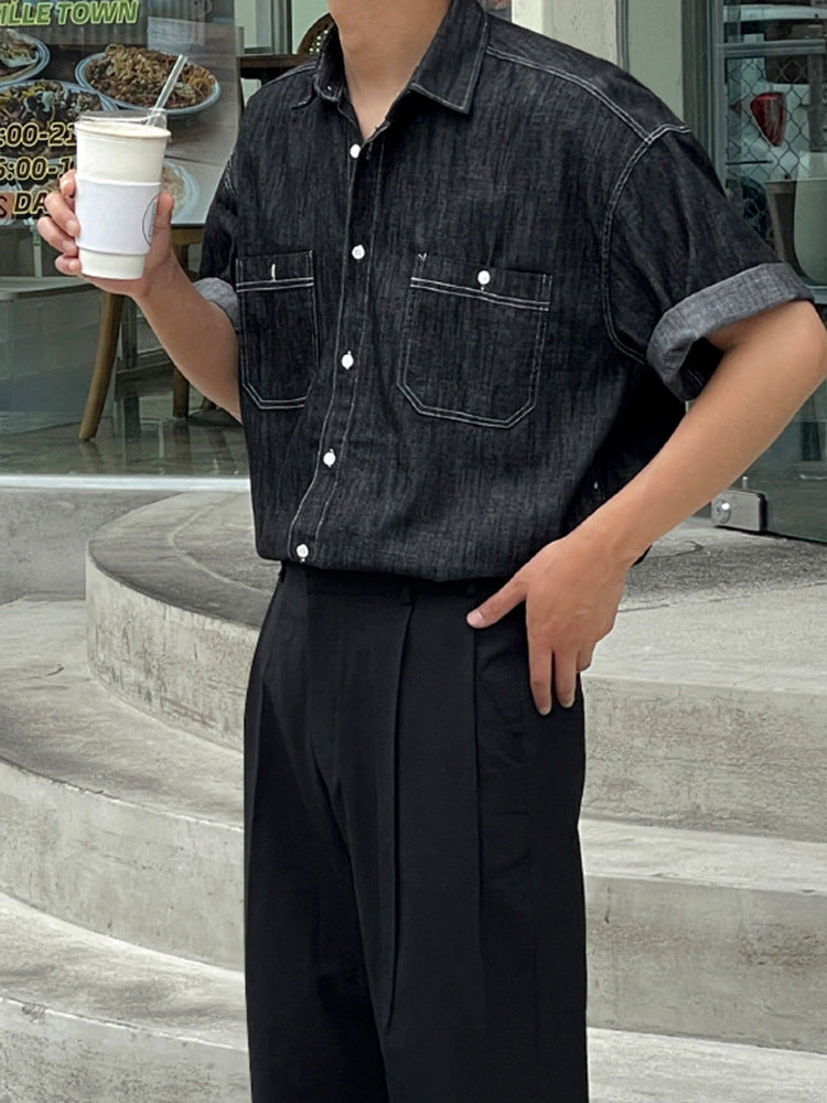 Men’s Short-Sleeved Denim Shirt