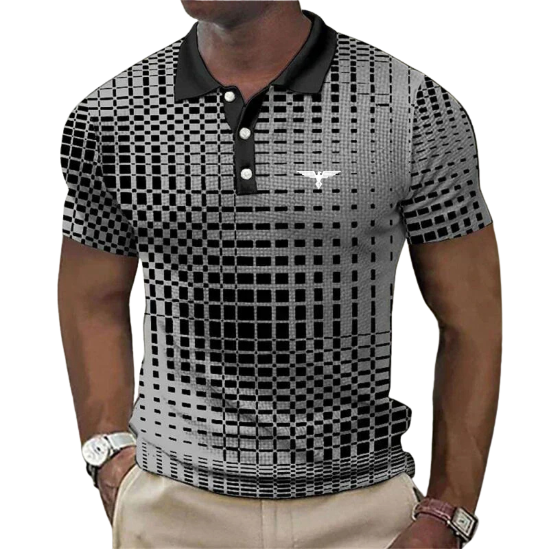 Men’s Short Sleeve Polo Shirt with Geometric Pattern