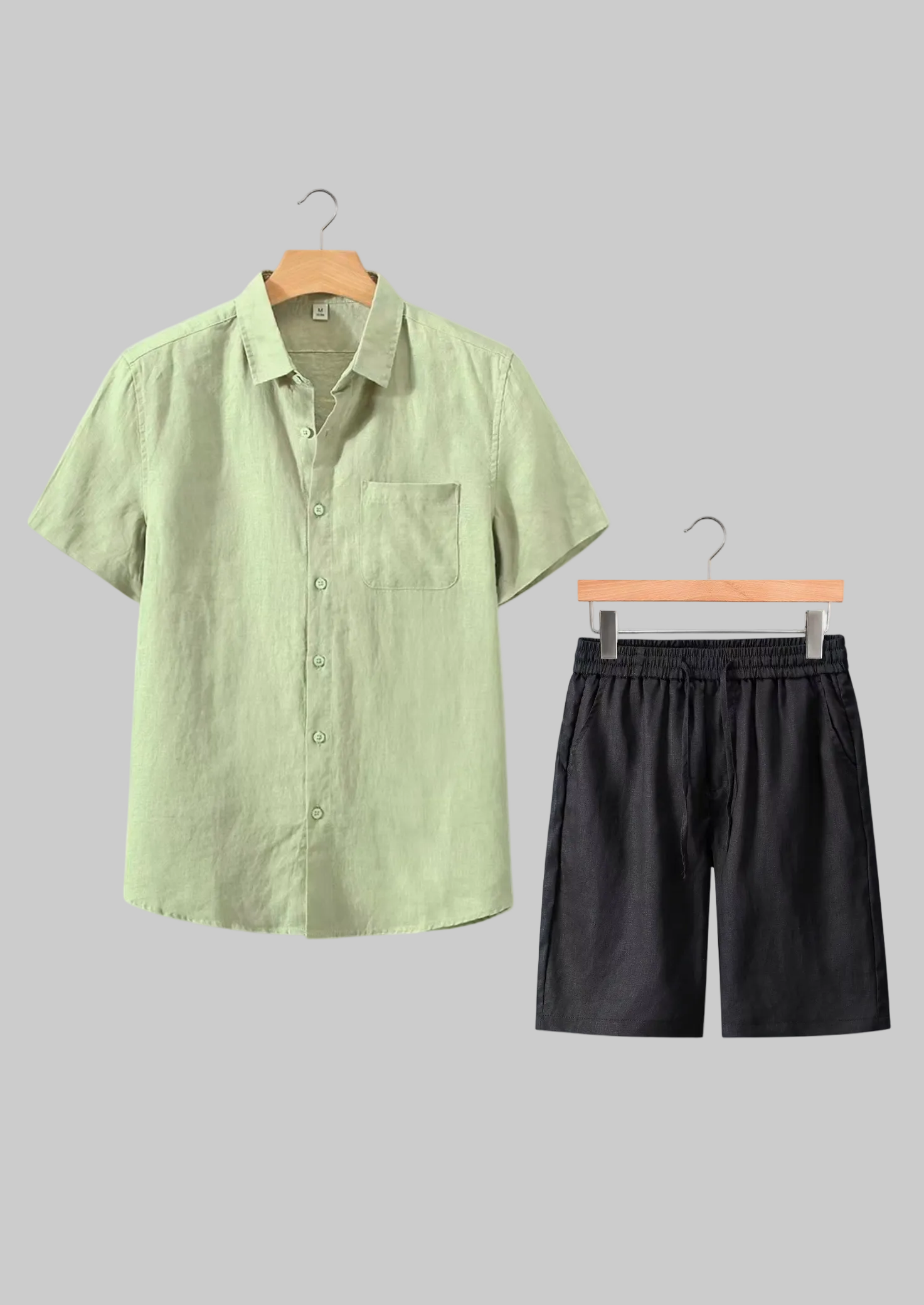 Men’s Short Sleeve Shirt and Shorts Set with Button Front