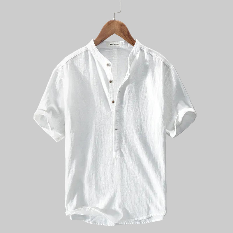 Men’s Short Sleeve Shirt with Stand Collar