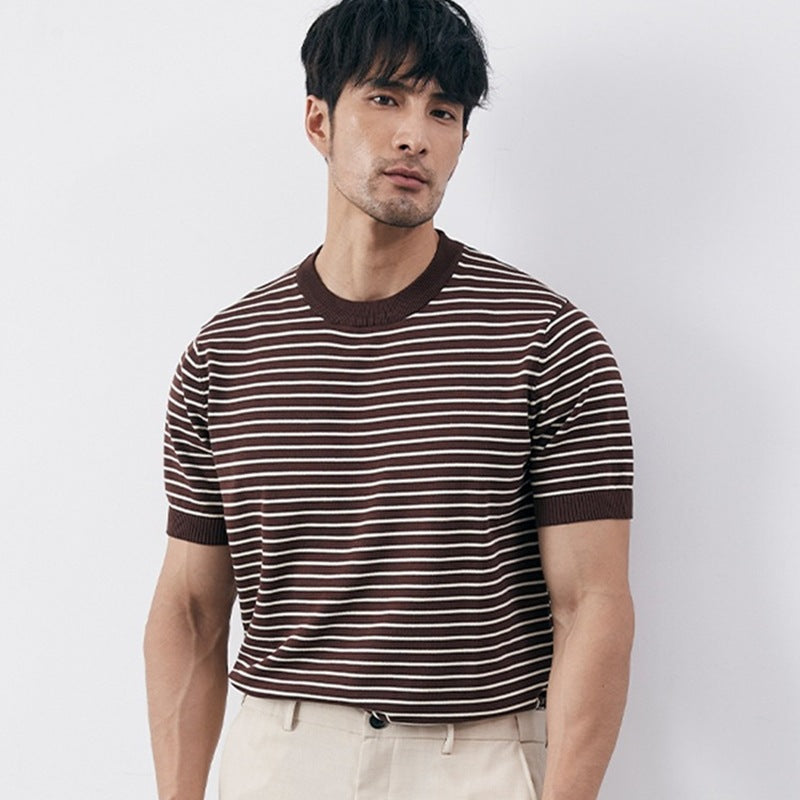 Men’s Striped Knit Short Sleeve Shirt
