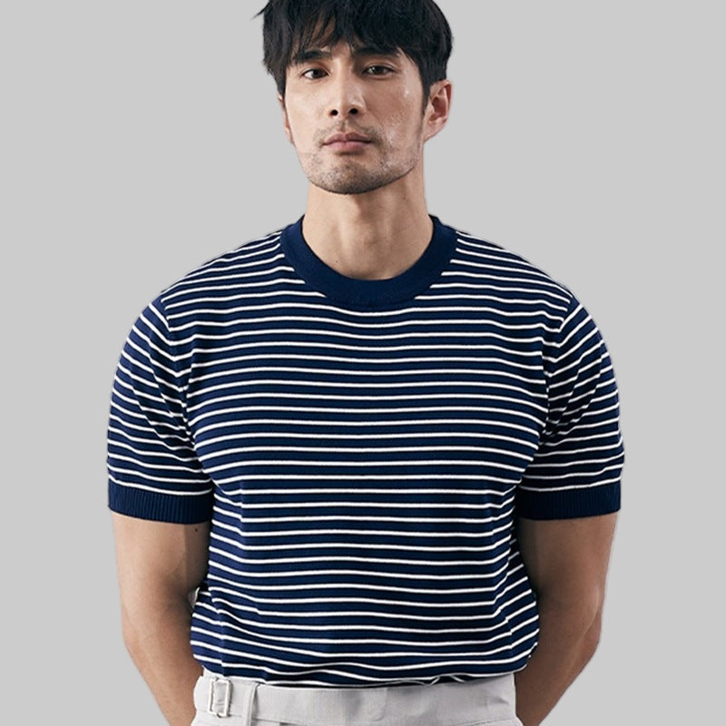 Men’s Striped Knit Short Sleeve Shirt