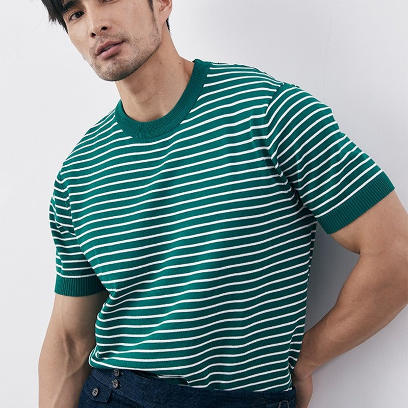 Men’s Striped Knit Short Sleeve Shirt
