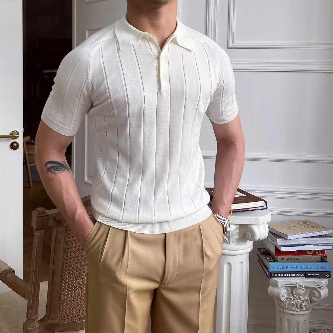 Men’s Vertical Ribbed Polo Shirt
