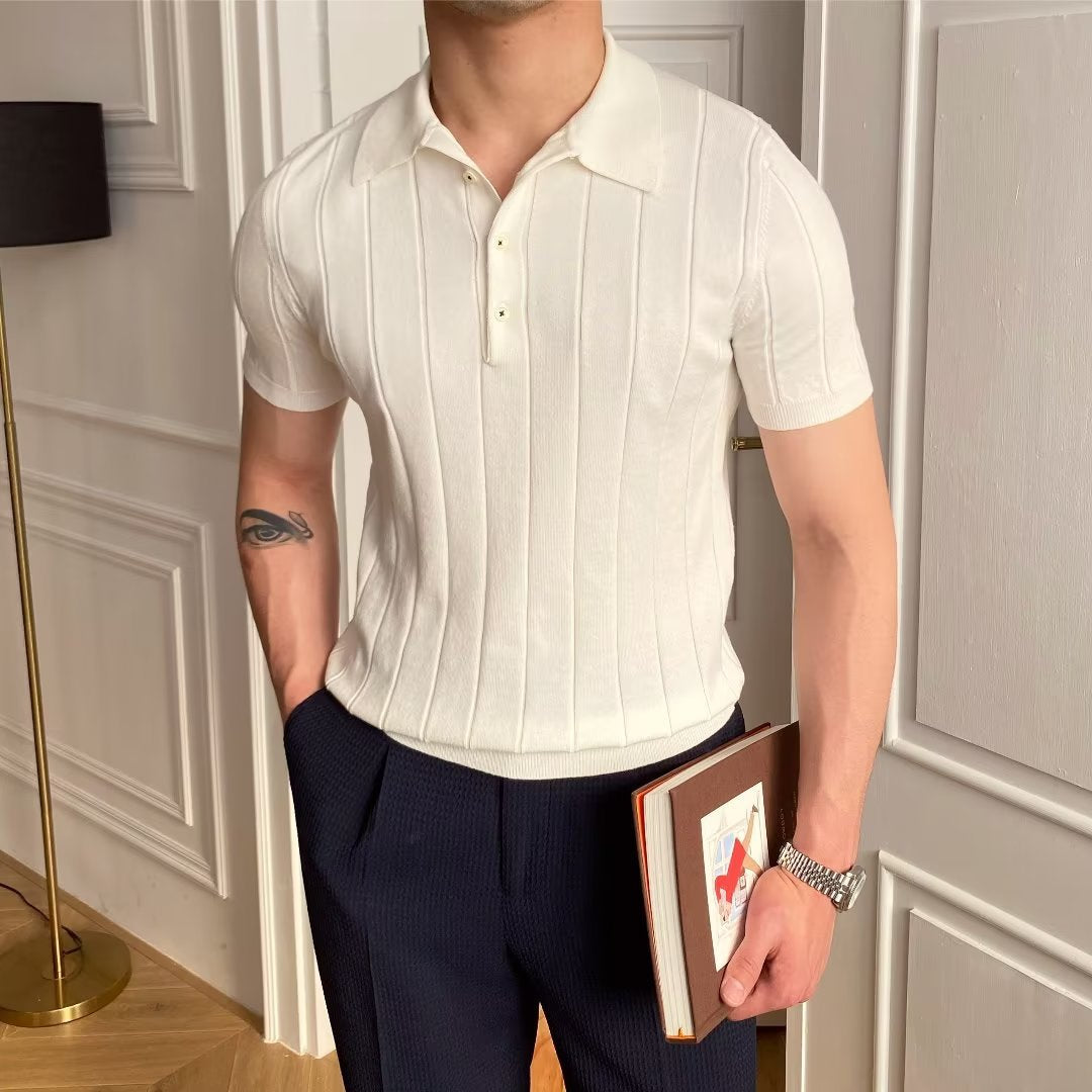 Men’s Vertical Ribbed Polo Shirt