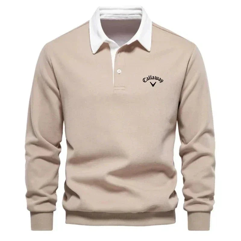 Knitted Polo Sweater with Contrast Collar – Men
