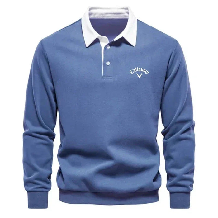 Knitted Polo Sweater with Contrast Collar – Men