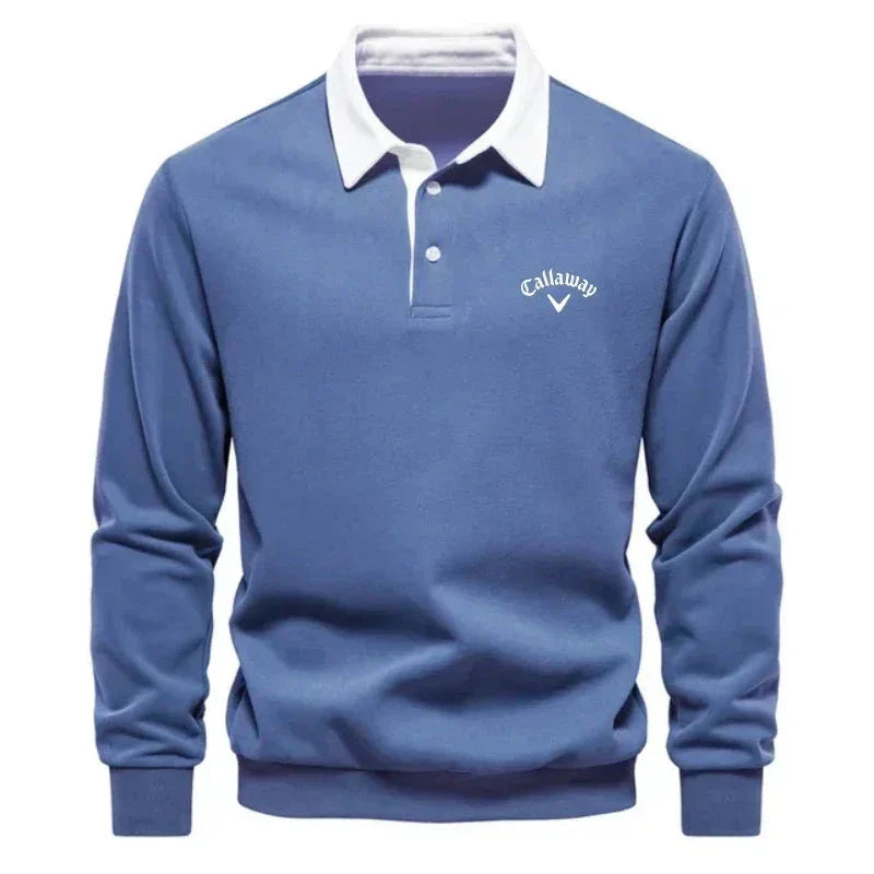 Knitted Polo Sweater with Contrast Collar – Men