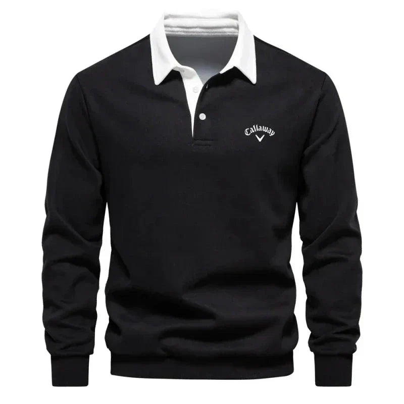 Knitted Polo Sweater with Contrast Collar – Men