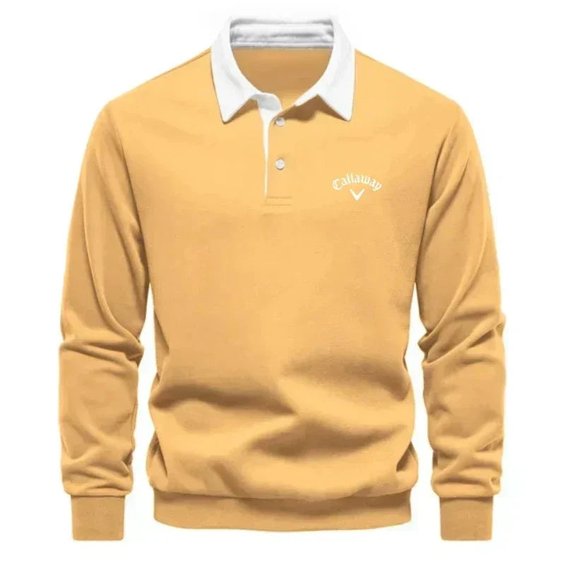 Knitted Polo Sweater with Contrast Collar – Men