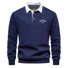 Knitted Polo Sweater with Contrast Collar – Men