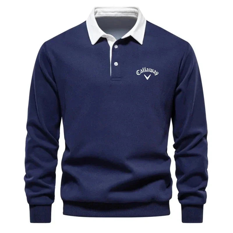 Knitted Polo Sweater with Contrast Collar – Men